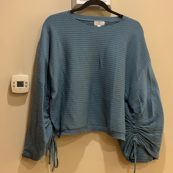 P Cill Cropped Sweatshirt with Bell Tie Sleeves - L - Picture 1 of 5